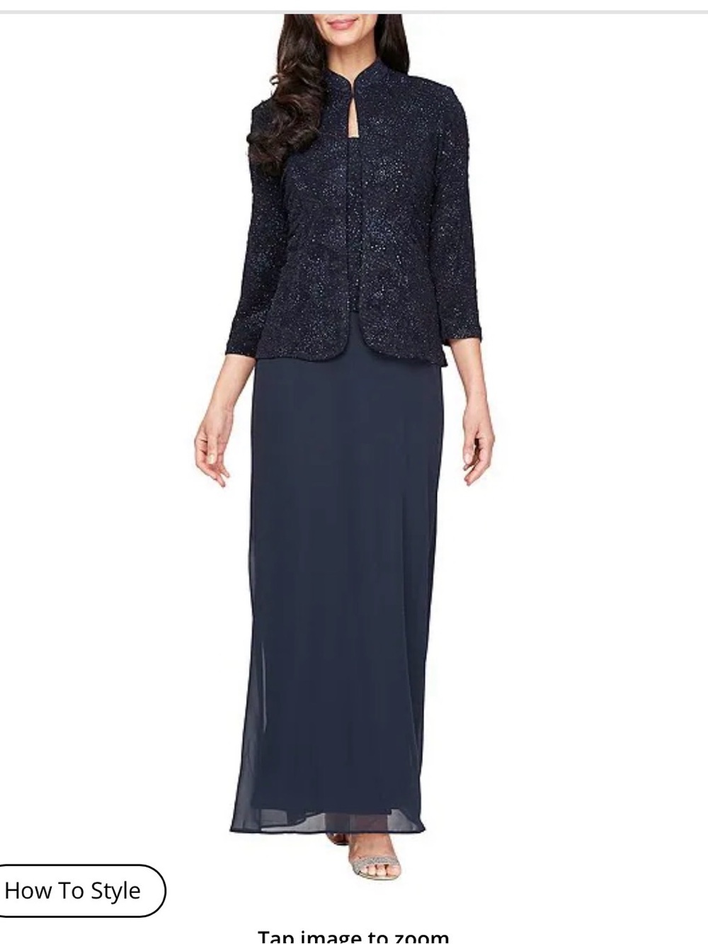 Alex Evenings Navy Sparkle 3-Piece Evening Ensemble